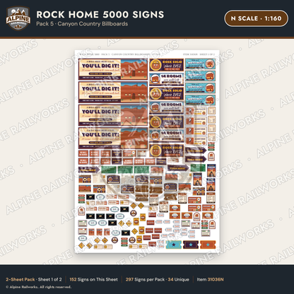 Alpine Railworks 31036N N Scale Roadside Signs - Cliff Rock House