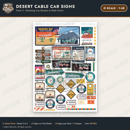 Alpine Railworks 30715O O Scale Tourist Signs - Desert Cable Car