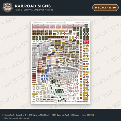 Alpine Railworks 30073N N Scale Railroad Signs - Safety