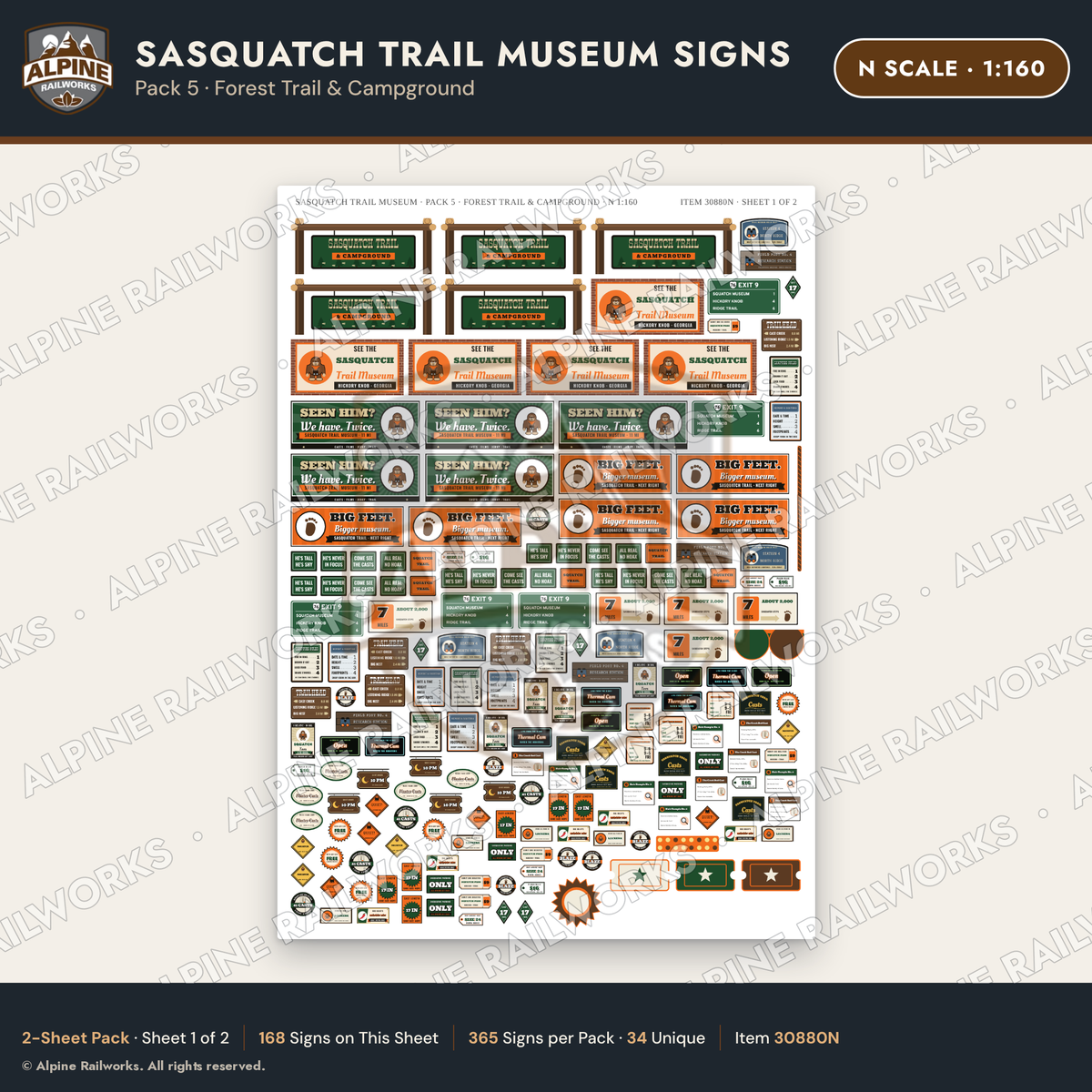 Alpine Railworks 30880N N Scale Roadside Signs - Bigfoot Museum