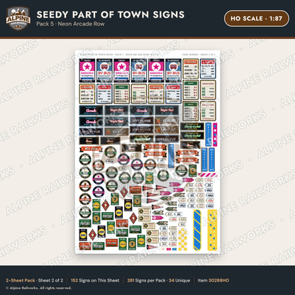 Alpine Railworks 30288HO HO Scale Seedy Part of Town Signs