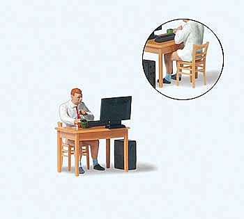 Preiser 28250 HO Scale Home Office With Chair, Desk and Computer