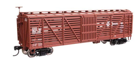Walthers Mainline 910-41460 HO Scale 40' Wood Stock Car RTR MILW #105015