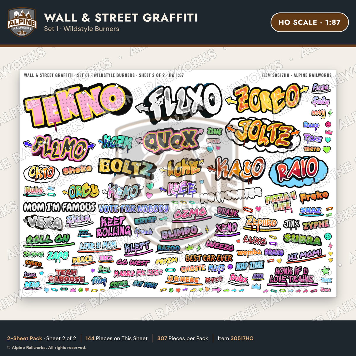 Alpine Railworks 30517HO HO Scale Wall & Street Graffiti Cut-Outs