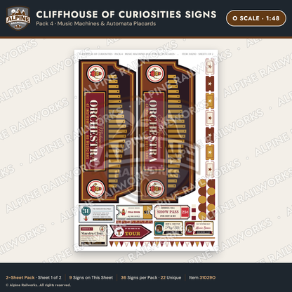 Alpine Railworks 31029O O Scale Roadside Signs - Curiosity House