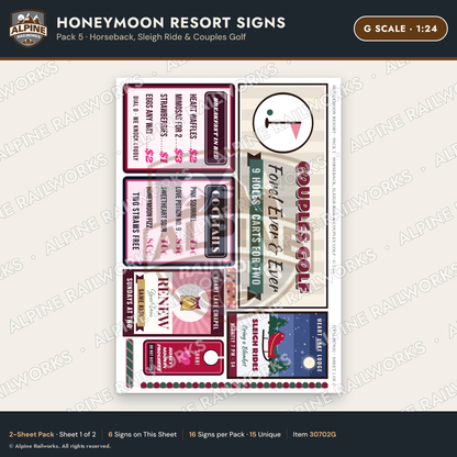 Alpine Railworks 30702G G Scale Honeymoon Resort Signs - Horseback
