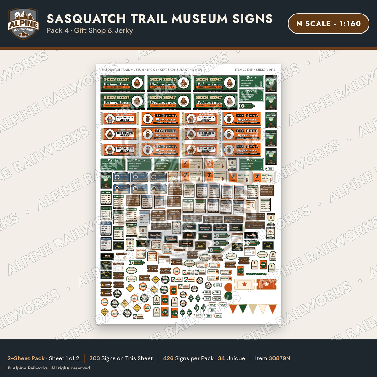 Alpine Railworks 30879N N Scale Roadside Signs - Bigfoot Museum