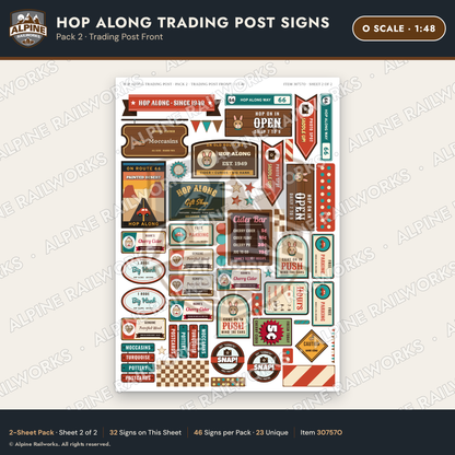 Alpine Railworks 30757O O Scale Roadside Signs - Trading Post