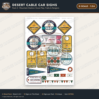 Alpine Railworks 30716G G Scale Tourist Signs - Desert Cable Car