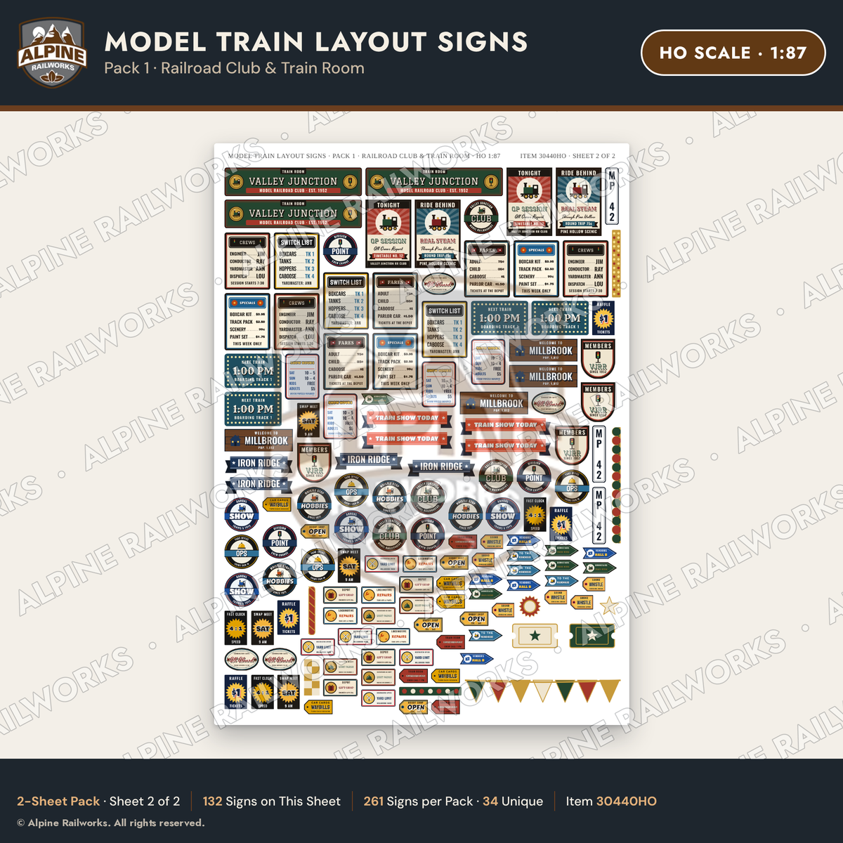 Alpine Railworks 30440HO HO Scale Model Train Layout Signs