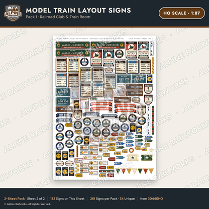Alpine Railworks 30440HO HO Scale Model Train Layout Signs