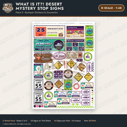 Alpine Railworks 30754O O Scale Roadside Signs - Desert Mystery Stop