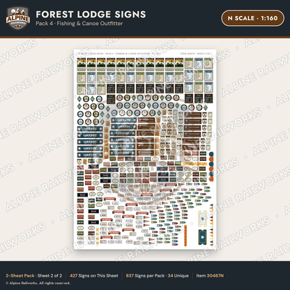 Alpine Railworks 30467N N Scale Forest Lodge Signs - Fishing