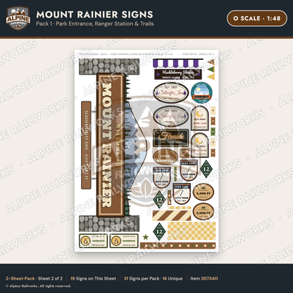 Alpine Railworks 30734O O Scale Tourist Signs - Mount Rainier