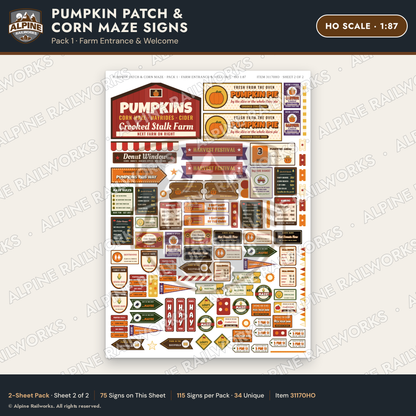 Alpine Railworks 31170HO HO Scale Farm Signs - Pumpkin Patch