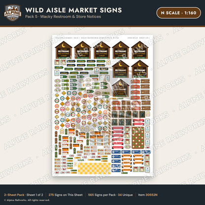 Alpine Railworks 30552N N Scale Roadside Signs - Jungle Grocery Store