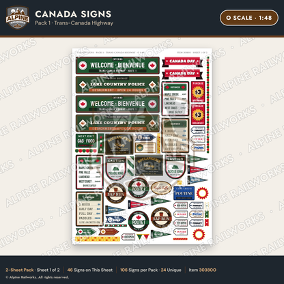 Alpine Railworks 30380O O Scale Canada Signs - Trans-Canada Highway