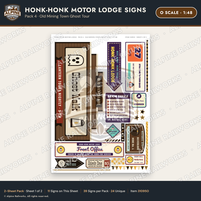 Alpine Railworks 31095O O Scale Roadside Signs - Clown Motel