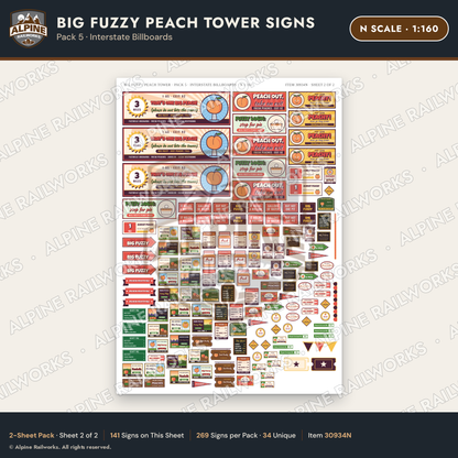 Alpine Railworks 30934N N Scale Roadside Signs - Peach Water Tower