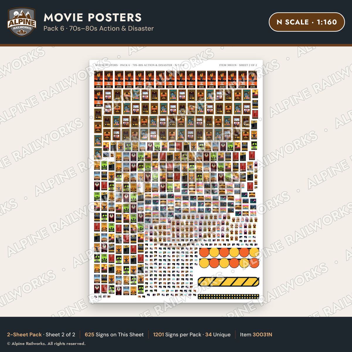 Alpine Railworks 30031N N Scale Movie Posters - 70s-80s Action