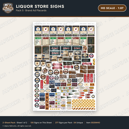Alpine Railworks 30294HO HO Scale Liquor Store Signs