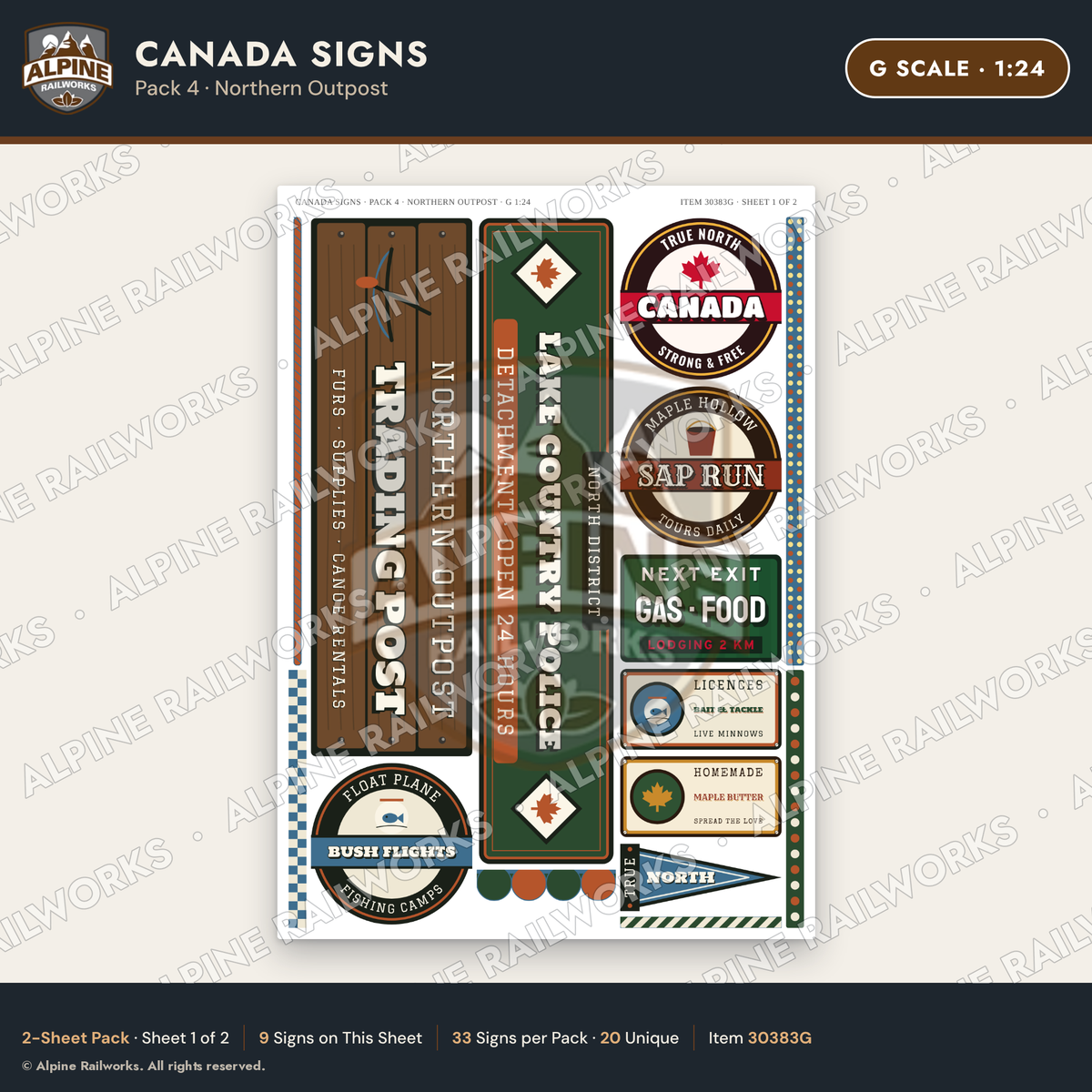 Alpine Railworks 30383G G Scale Canada Signs - Northern Outpost