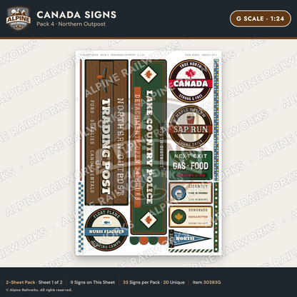 Alpine Railworks 30383G G Scale Canada Signs - Northern Outpost