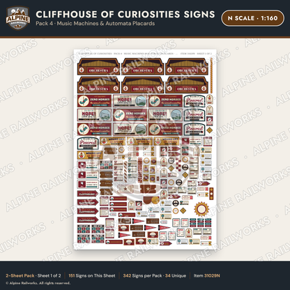 Alpine Railworks 31029N N Scale Roadside Signs - Curiosity House