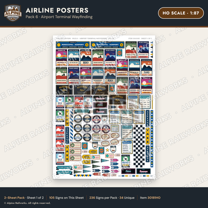 Alpine Railworks 30181HO HO Scale Airline Posters