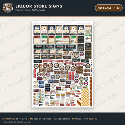 Alpine Railworks 30294HO HO Scale Liquor Store Signs
