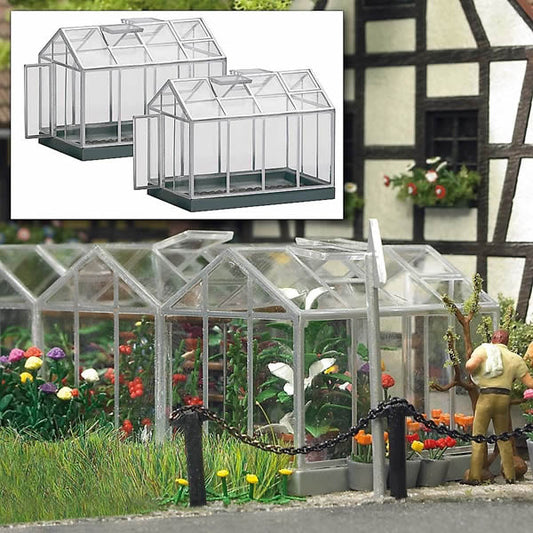 Busch 1400 HO Scale Greenhouses - Kit