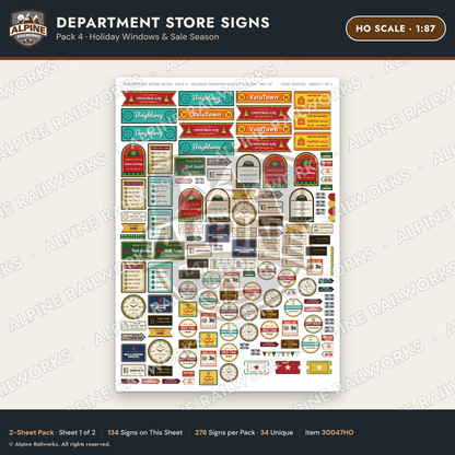 Alpine Railworks 30047HO HO Scale Department Store Signs
