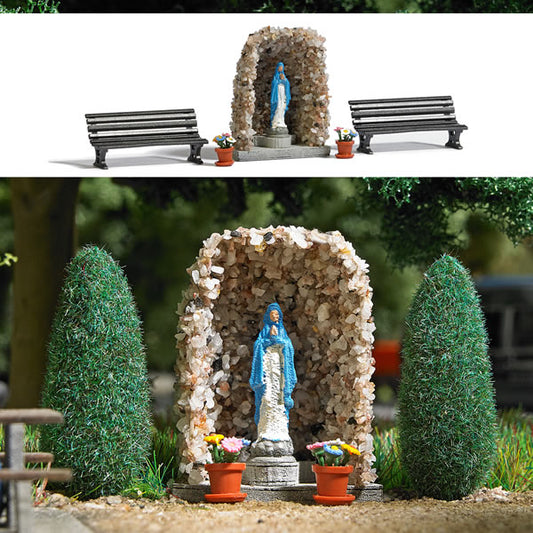 Busch 1095 HO Scale Lourdes Grotto w/Virgin Mary Statue -- Kit - 13/16 x 1/2 x 13/16" 2 x 1.2 x 2.1cm