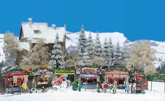 Busch 1059 HO Scale Christmas Fair Street Scene -- Kit