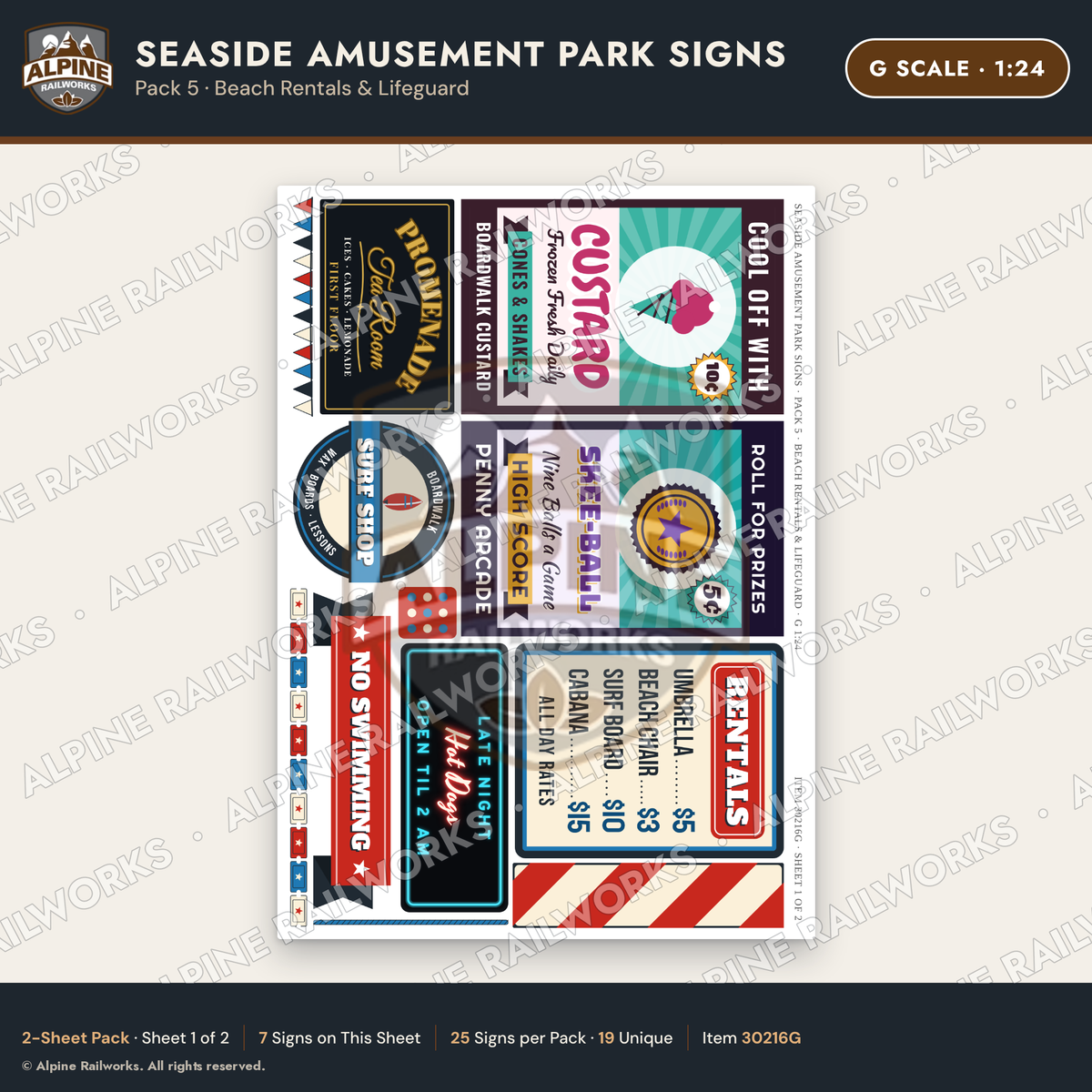 Alpine Railworks 30216G G Scale Seaside Amusement Park Signs