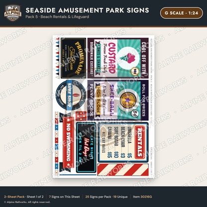 Alpine Railworks 30216G G Scale Seaside Amusement Park Signs