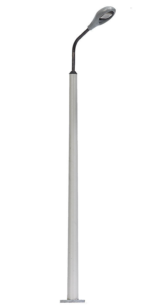 Busch 4157 HO Scale Concrete Pole Street Light w/White LED -- Silver Lamp Head 3-1/2"  9cm Tall