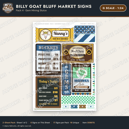 Alpine Railworks 30867G G Scale Roadside Signs - Goats on the Roof