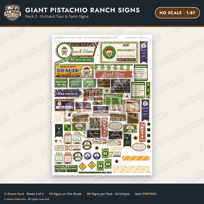 Alpine Railworks 30979HO HO Scale Roadside Signs - Giant Pistachio