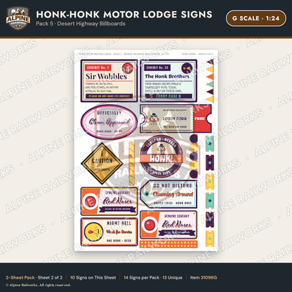 Alpine Railworks 31096G G Scale Roadside Signs - Clown Motel