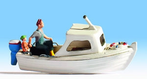 Noch 37822 N Scale Fishing Boat w/Figures - Assembled