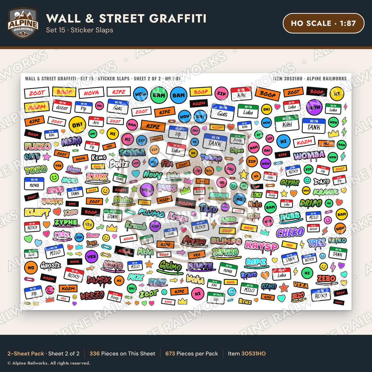 Alpine Railworks 30531HO HO Scale Wall & Street Graffiti Cut-Outs