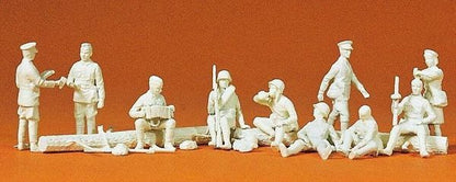 Preiser 16526 HO Scale Unpainted Figure Set -- Infantry/Riflemen at Rest pkg(10)