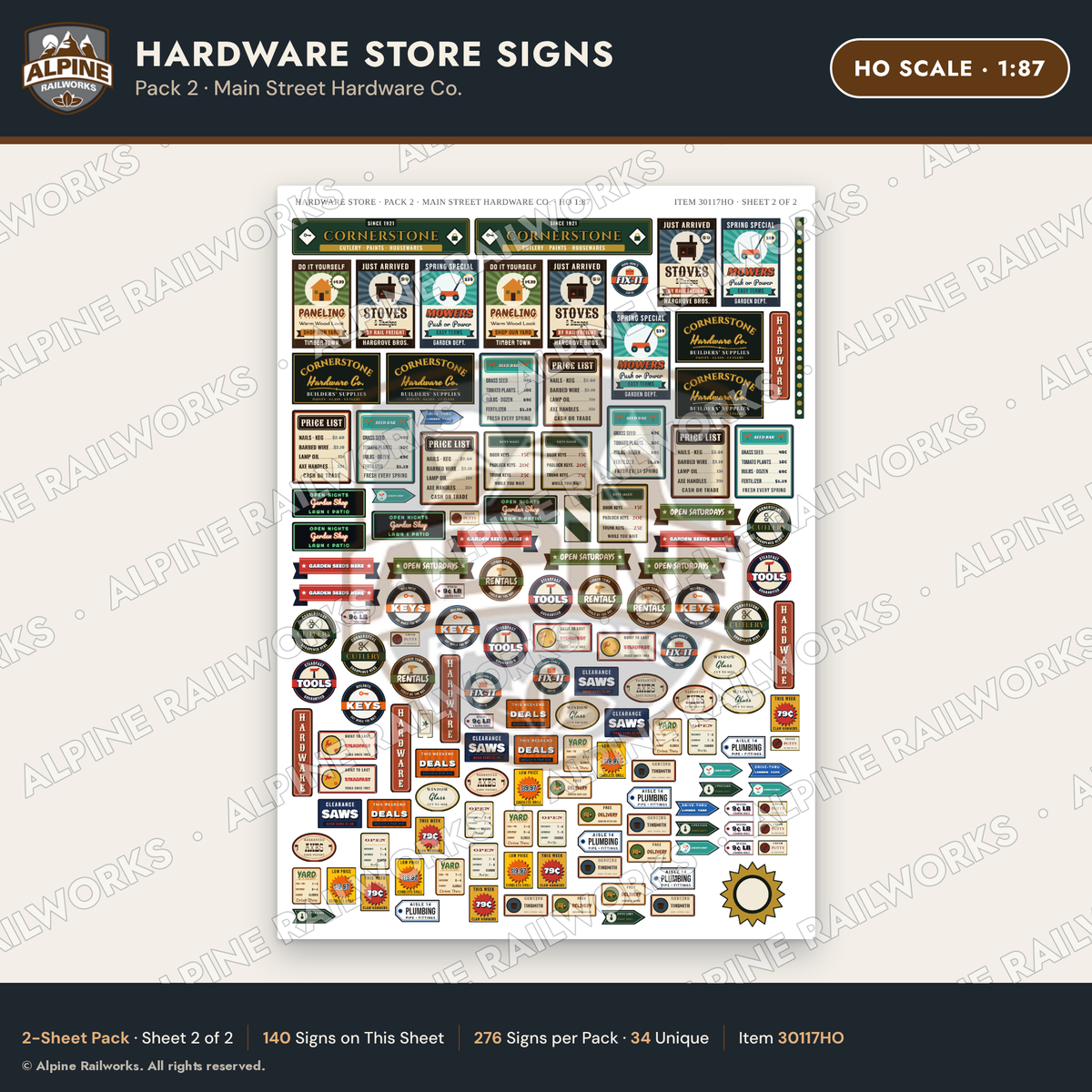 Alpine Railworks 30117HO HO Scale Hardware Store Signs