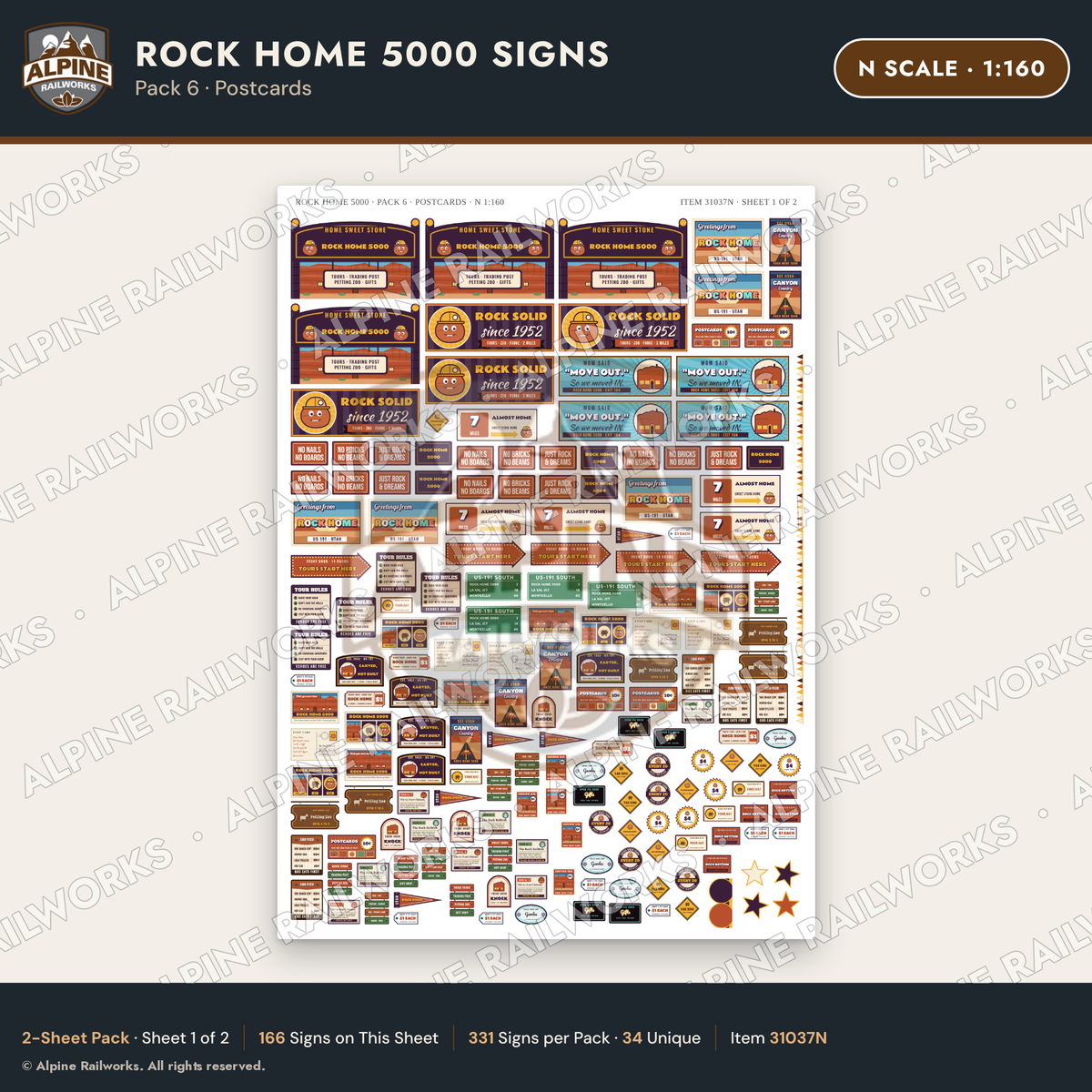 Alpine Railworks 31037N N Scale Roadside Signs - Cliff Rock House