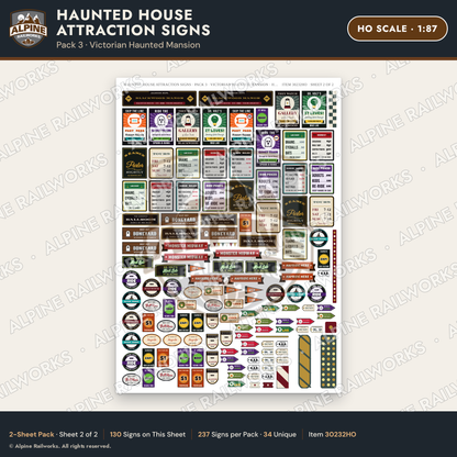 Alpine Railworks 30232HO HO Scale Haunted House Attraction Signs