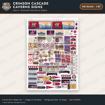 Alpine Railworks 30796HO HO Scale Roadside Attraction Signs - Caverns