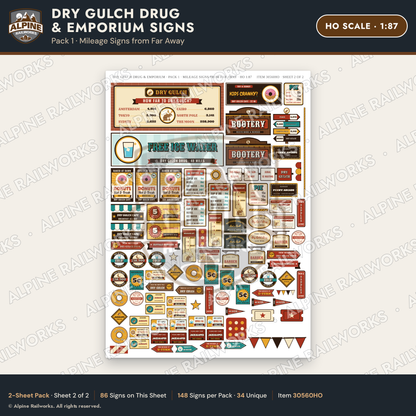 Alpine Railworks 30560HO HO Scale Roadside Signs - Western Drug Store
