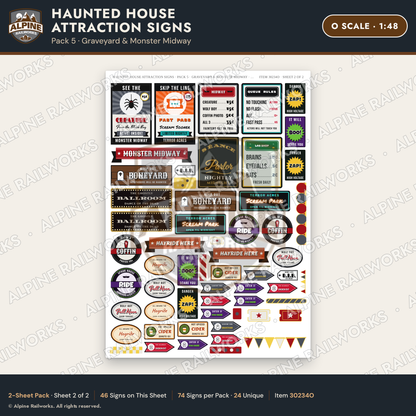 Alpine Railworks 30234O O Scale Haunted House Attraction Signs