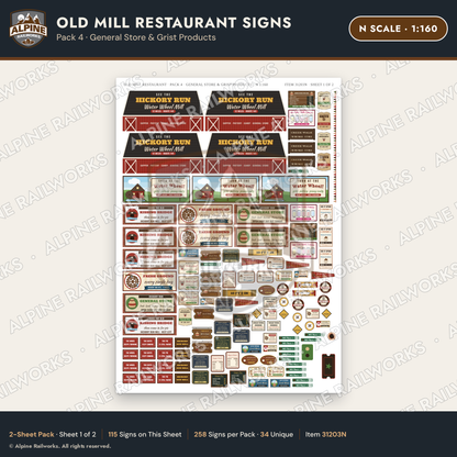Alpine Railworks 31203N N Scale Old Mill Signs - General Store